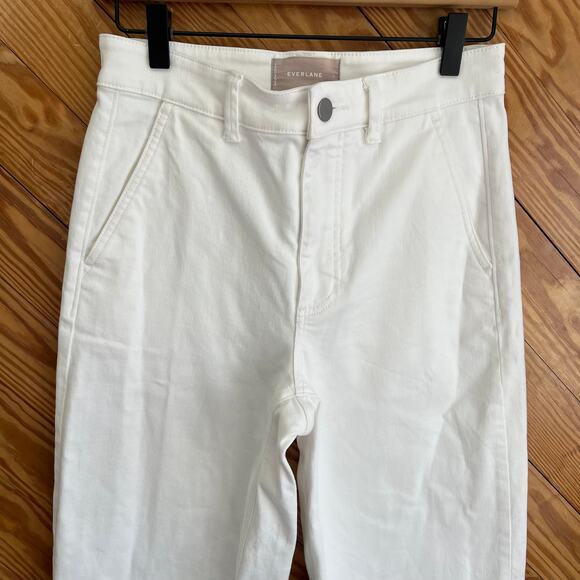 Everlane Utility Straight Leg Cropped Wide Short Jean White - Picture 5 of 8